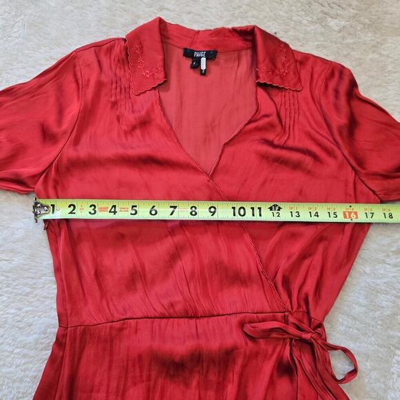Paige Tulip Red Parisa Ruffle Romantic Wrap Dress, Size Small - Picture 3 of 12